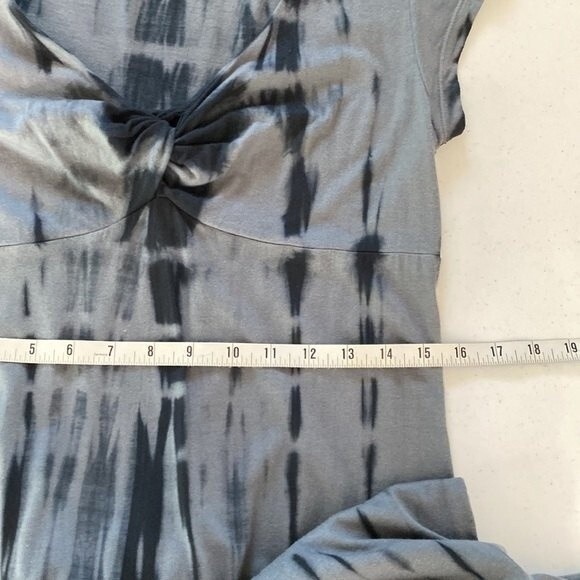 Sahalie Tie Dye Twist Knot Empire Waist Tee Dress Short Sleeve Stretch Soft Knit - Picture 11 of 13